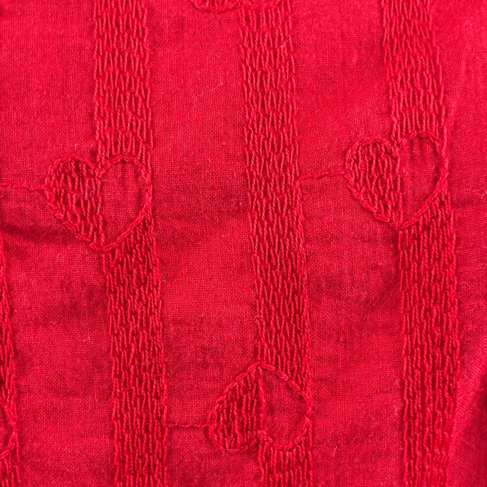 Draper James RSVP Womens L Midi Dress Red Heart Embroidered Cottagecore Summer - Picture 4 of 14